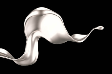 Splash of gold fluid. 3d illustration, 3d rendering.