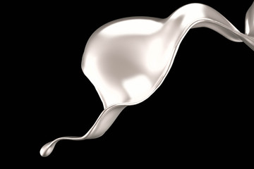 Splash of gold fluid. 3d illustration, 3d rendering.