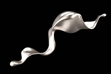 Splash of gold fluid. 3d illustration, 3d rendering.