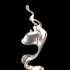 Splash of gold fluid. 3d illustration, 3d rendering.