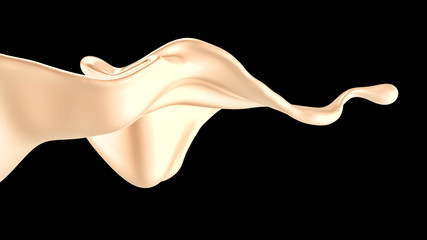 Splash of gold fluid. 3d illustration, 3d rendering.