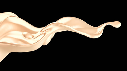 Splash of gold fluid. 3d illustration, 3d rendering.