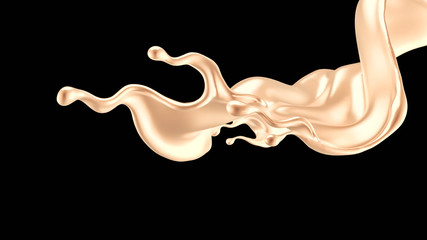 Obraz premium Splash of gold fluid. 3d illustration, 3d rendering.