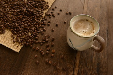 カフェ，秋、冬のコーヒーイメージ