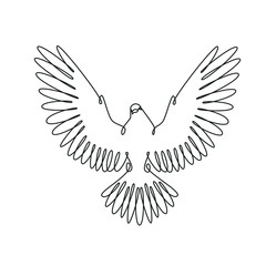 Obraz premium Dove one line drawing on white isolated background. Vector illustration