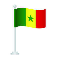 Senegal  flag. National flag of Senegal on pole vector 
