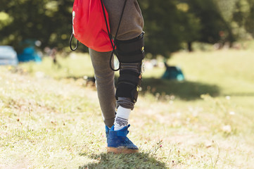 knee prosthesis telescopic post op rom hinged leg knee brace DYNAMIC KNEE BRACE controls flexion degree of the knee joint through a multi-point fixation