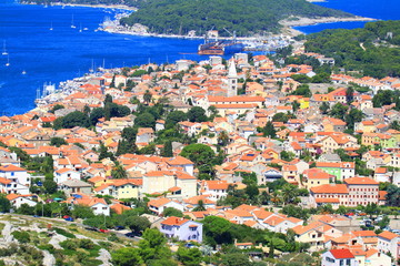 Naklejka premium Mali Losinj, panoramic view from Providenca view point, Adriatic sea, Croatia