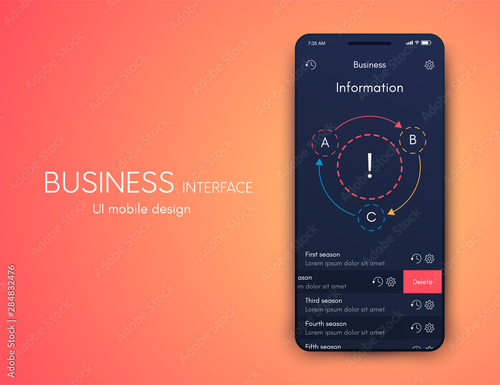 Poster mobile application interface. ui design, stock vector