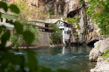 Fototapeta na wymiar Amazing view at Dervish house ian Blagaj near Mostar city
