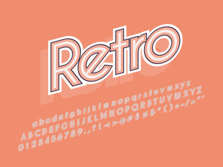 Retro font and alphabet. Stock vector illustration