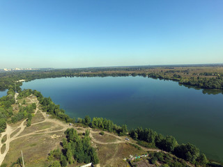 Aerial view of the saburb landscape (drone image).  Near Kiev,Ukraine