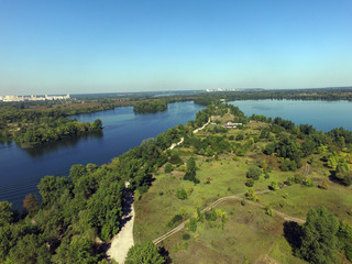 Aerial view of the saburb landscape (drone image).  Near Kiev,Ukraine