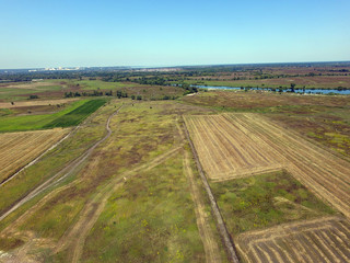 Aerial view of the saburb landscape (drone image).  Near Kiev,Ukraine
