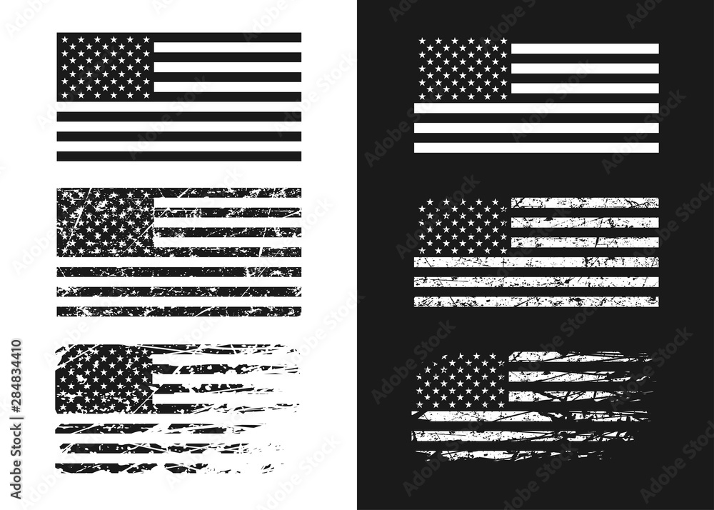 Wall mural black and white usa flags - Wall murals