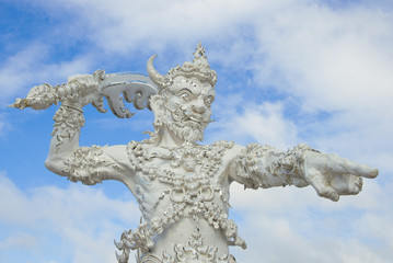 Sculpture of a demon close-up, Thailand