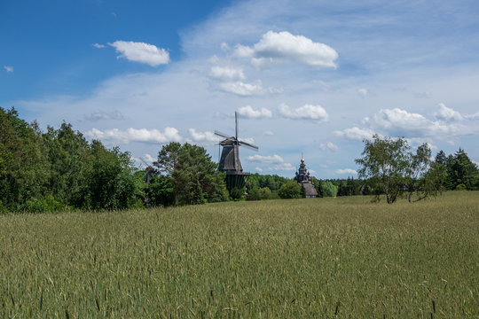 The Landscape and old  windmill in Germany