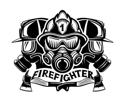 Firefighters sign on a white background.