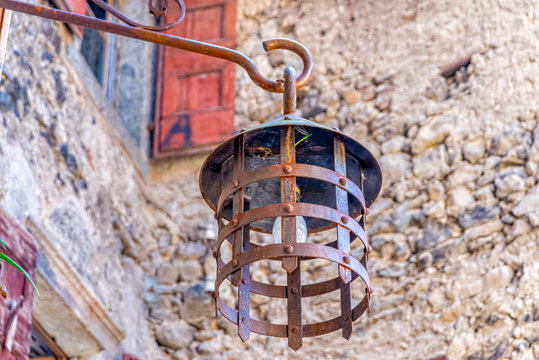 Street lamp in Canale di Tenno in South Tyrol in Italy