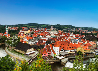 Naklejka premium Top view of Cesky Krumlov, Czech Republic