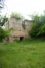 Fototapeta na wymiar Donjon of old abandoned castle in Chernelytsya