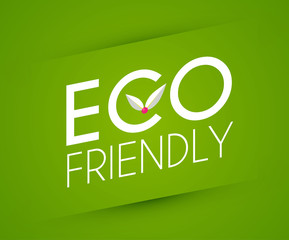 Eco friendly badge design with leaves. Save nature.