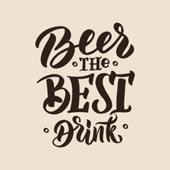 Beer phrases hand drawn lettering composition