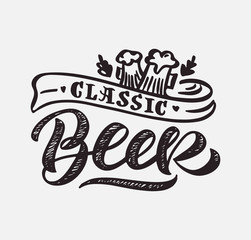 Obraz premium Beer phrases hand drawn lettering composition
