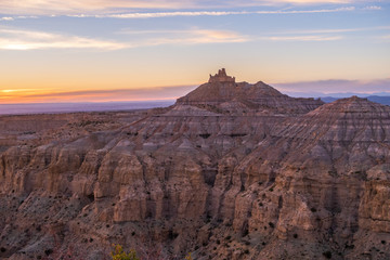 Angel Peak Wilderness sunset over the badlands in New Mexico