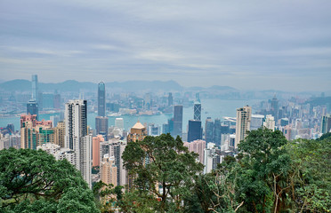 Fototapeta premium City landscape. Famous view of Hong Kong from Victoria Peak