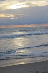 Waves in the beach in a cool day