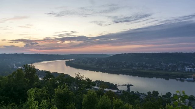 Time Lapse of a Sunrise Over the Ohio River