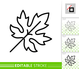 Leaf grapes maple simple thin line vector icon