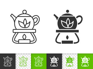 Teapot glass kettle simple black line vector icon