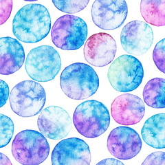 Seamless watercolor abstract pattern of circles.