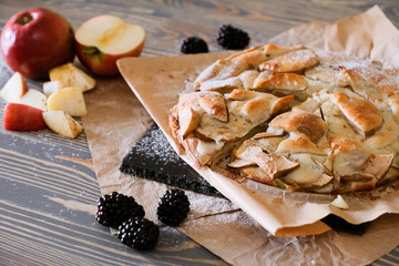 Apple pie and blackberry for a light breakfast