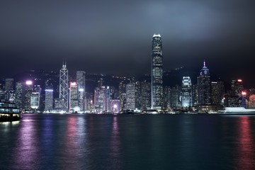 Fototapeta na wymiar Central district in Hong Kong at night. City landscape.