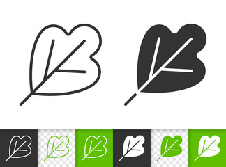 Green Leaf of tree simple black line vector icon