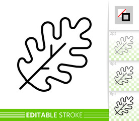 Leaf oak foliage simple thin line vector icon