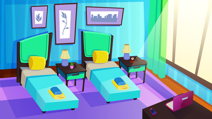 Luxury Resort Hotel Room Interior. Sunny Bedroom