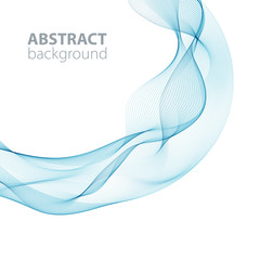 Abstract waves on the white background. Transparent lines