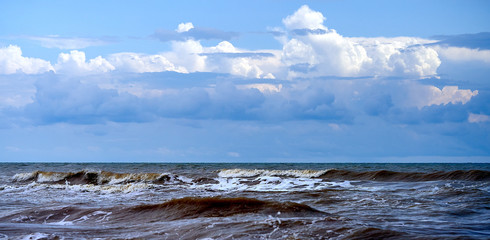 storm on the sea, the shore of the Sea of Azov
