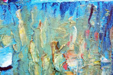 Abstract modern painting. Painting painted with a palette knife on canvas with oil paints in a large stroke.