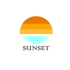 Sunset logo vector beach