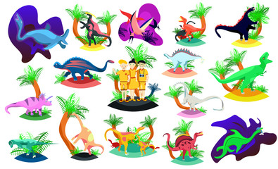 Naklejka premium Dinosaurs set. Dino 