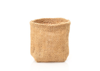 Burlap sack bag on white