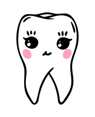 Cute tooth character. Dental oral health care vector illustration