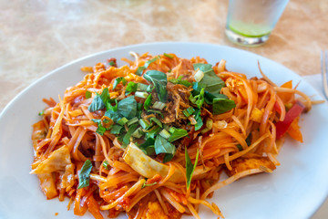 Vegetarian Pad Thai Meal With Fresh Coriander
