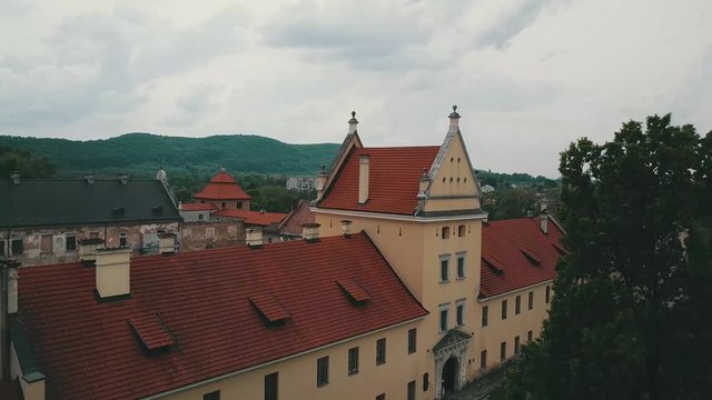 aerial view, Old polish castle in Zhovkva, Ukraine