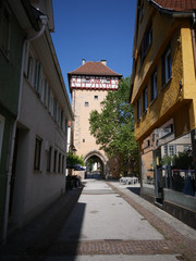 Fototapeta na wymiar Reutlingen, Deutschland: Das Gartentor war Bestandteil der Stadtmauer